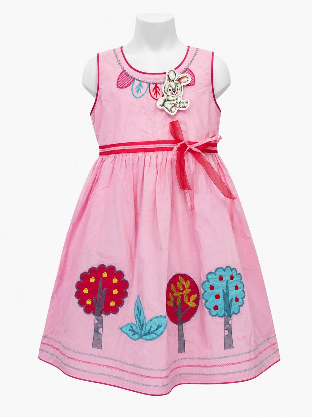 ABQ Girls Pink Embroidered Tree Dress Bunny Tag Size 20 New With Tags